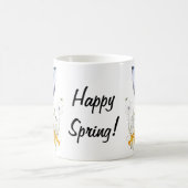Happy Spring Watercolor Rabbit Yellow Flowers Tass Kaffeetasse (Mittel)