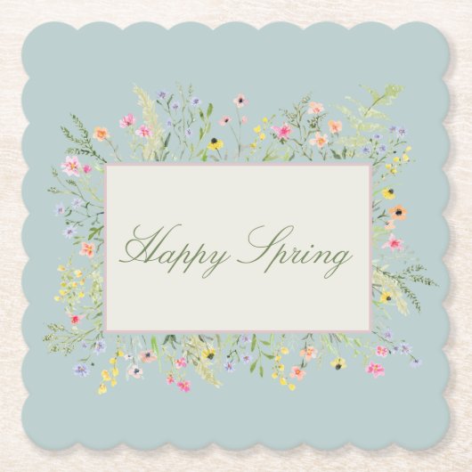 Happy Spring Watercolor Wildflower  Untersetzer (Vorderseite)