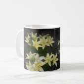 Happy Spring Yellow Lilies Mirrored Foto Kaffeetasse (Vorderseite Links)