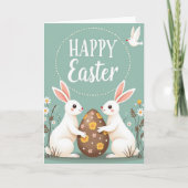 Happy Springtime Rabbits Card Karte (Vorderseite)