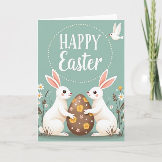 Happy Springtime Rabbits Card Karte (Vorderseite)