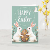 Happy Springtime Rabbits Card Karte (Gelbe Blume)
