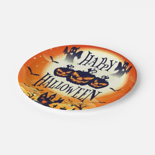 Happy Spuk Halloween Pappteller (Schrägansicht)