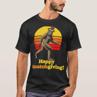 Happy Squatchgiving Bigfoot Funny Pilgrim Hat als T-Shirt