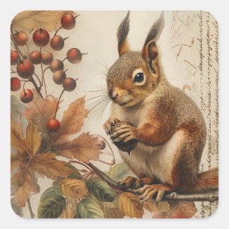 Happy Squirrel Quadratischer Aufkleber
