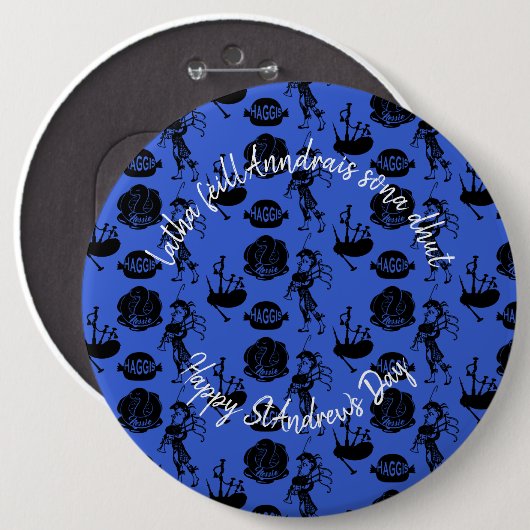Happy St Andrew Day Haggis Bagpipe Nessie Abzeiche Button (Vorne & Hinten)