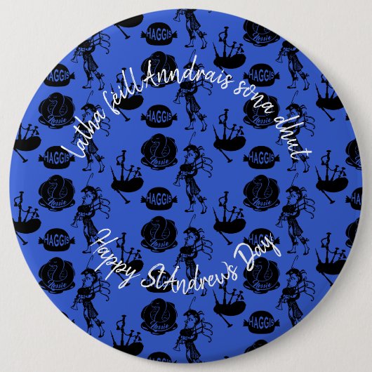 Happy St Andrew Day Haggis Bagpipe Nessie Abzeiche Button (Vorderseite)