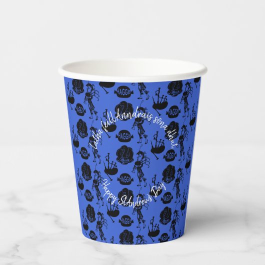 Happy St Andrew Day Haggis Bagpipe Nessie Pappbecher (Rückseite)