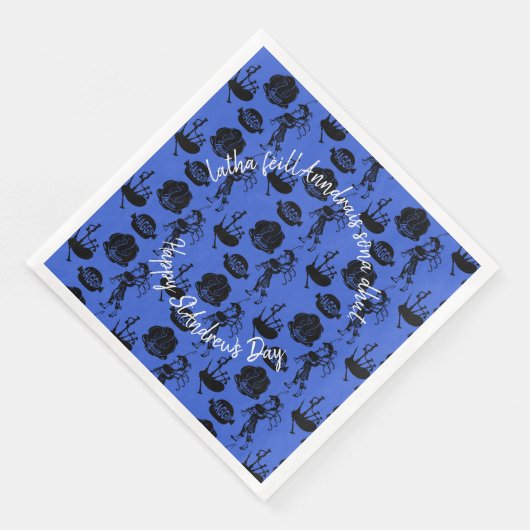 Happy St Andrew Day Haggis Bagpipe Nessie Serviette (Ecke)
