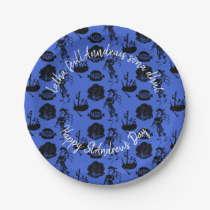 Happy St Andrew Day Haggis Bagpipe Nessie Small 7" Pappteller