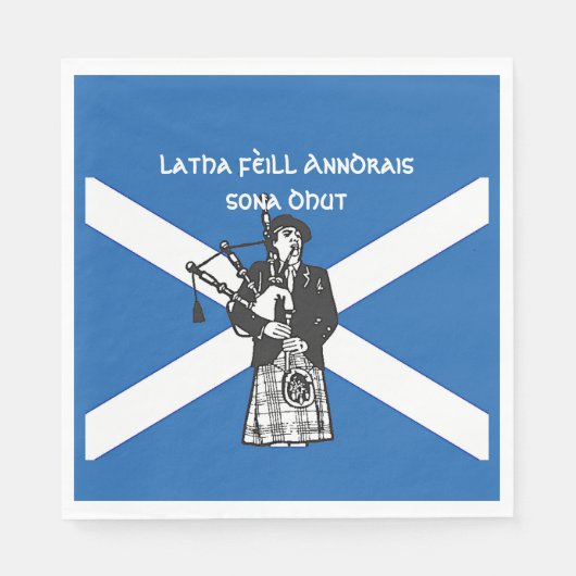 Happy St Andrews Day Flag Bagpiper Medium Serviette (Vorderseite)