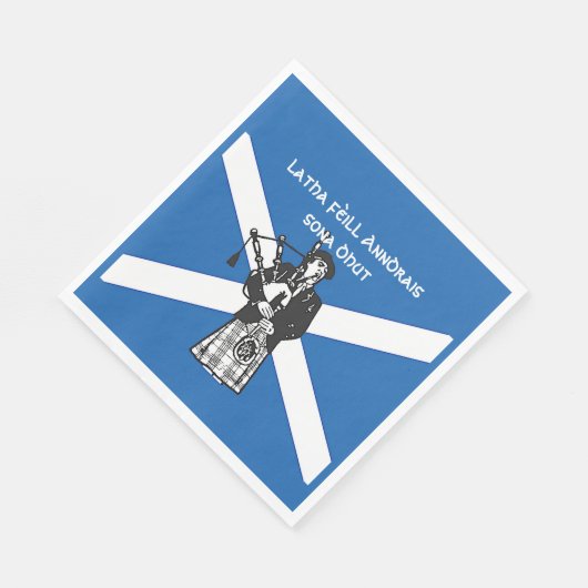 Happy St Andrews Day Flag Bagpiper Medium Serviette (Ecke)