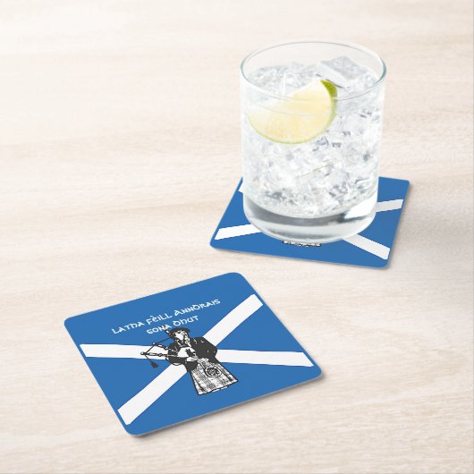 Happy St Andrews Day Flag Bagpiper Rechteckiger Pappuntersetzer (Vor Ort)