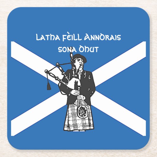 Happy St Andrews Day Flag Bagpiper Rechteckiger Pappuntersetzer (Vorderseite)
