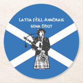Happy St Andrews Day Flag Bagpiper Runder Pappuntersetzer (Vorderseite)