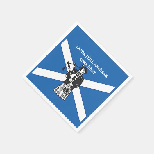 Happy St Andrews Day Flag Bagpiper Small Serviette (Ecke)