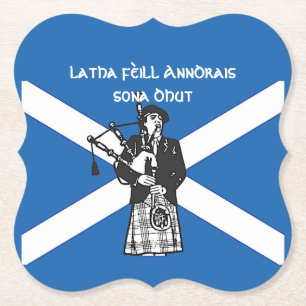 Happy St Andrews Day Flag Bagpiper Untersetzer