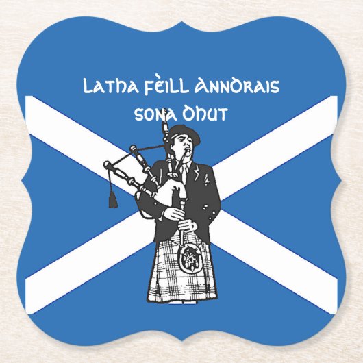 Happy St Andrews Day Flag Bagpiper Untersetzer (Vorderseite)