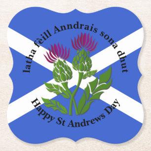 Happy St Andrews Day Flag Thistle Klammer Untersetzer