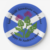 Happy St Andrews Day Flag Thistle Large 9" Pappteller (Vorderseite)