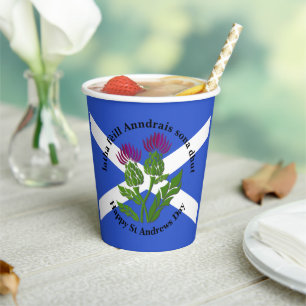 Happy St Andrews Day Flag Thistle Large Pappbecher