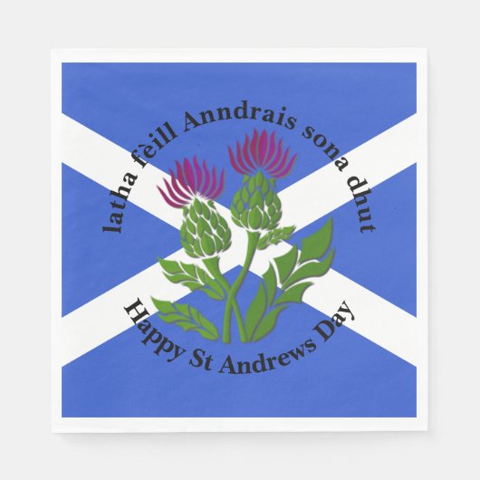 Happy St Andrews Day Flag Thistle Medium Serviette (Vorderseite)