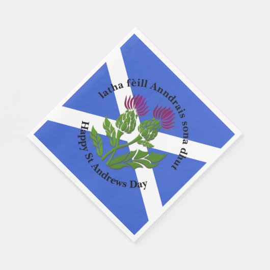 Happy St Andrews Day Flag Thistle Medium Serviette (Ecke)