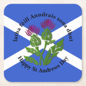 Happy St Andrews Day Flag Thistle Rechteckiger Pappuntersetzer (Vorderseite)