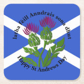 Happy St Andrews Day Flag Thistle Rechteckiger Pappuntersetzer (Vorderseite)