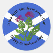 Happy St Andrews Day Flag Thistle Runder Aufkleber (Vorderseite)