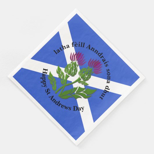 Happy St Andrews Day Flag Thistle Serviette (Ecke)