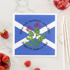 Happy St Andrews Day Flag Thistle Serviette