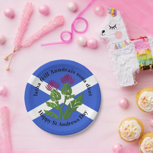 Happy St Andrews Day Flag Thistle Small Pappteller (Party)
