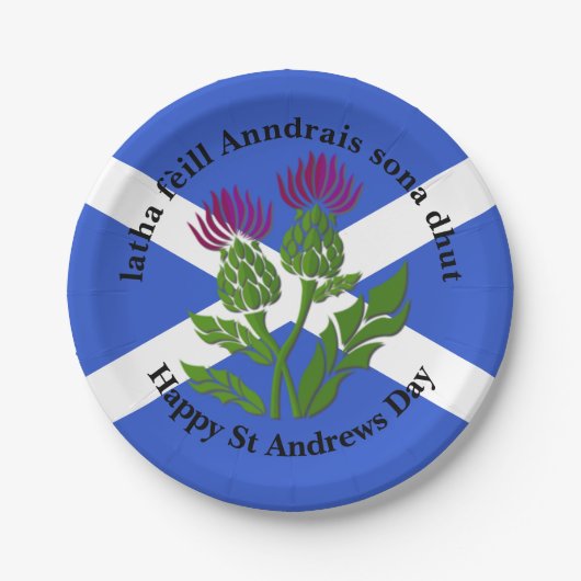 Happy St Andrews Day Flag Thistle Small Pappteller (Vorderseite)