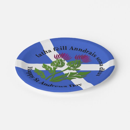 Happy St Andrews Day Flag Thistle Small Pappteller (Schrägansicht)