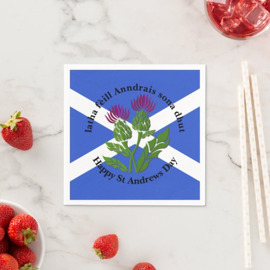 Happy St Andrews Day Flag Thistle Small Serviette (Beispiel)