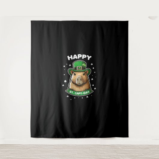 Happy St Capy day St Patricks Day for Capybara Lov Wandteppich (Vorderseite)