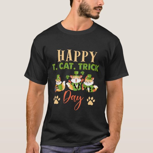 Happy St. Cat-Tricks Day Funny Cat Lover Patrick T-Shirt (Vorderseite)