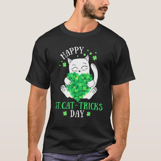 Happy St.Cat Tricks Day Funny Cat St Patrick's Da T-Shirt (Vorderseite)