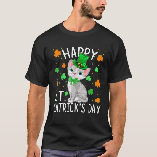 Happy St Catricks Day Cat Funny St Patricks Cat T-Shirt (Vorderseite)