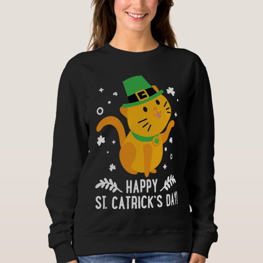 Happy St Catrick's Day Cute Cat St Patricks Day 2 Sweatshirt (Vorderseite)
