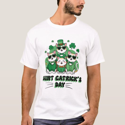 Happy St. Catrick's Day Funny Cat St Patricks Day T-Shirt (Vorderseite)