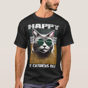 Happy St. Catricks Day Gray Cat Sunglasses Irish F T-Shirt