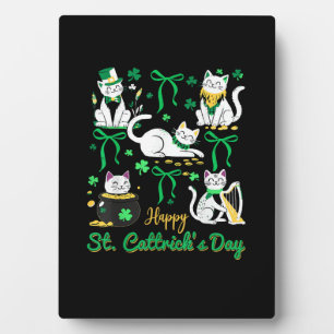 Happy St Cattrick's Day Coquette Bow Cat St Patric Fotoplatte