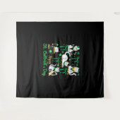Happy St Cattrick's Day Coquette Bow Cat St Patric Wandteppich (Vorderseite (Horizontal))