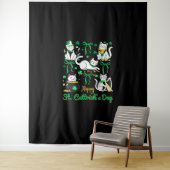 Happy St Cattrick's Day Coquette Bow Cat St Patric Wandteppich (Beispiel)