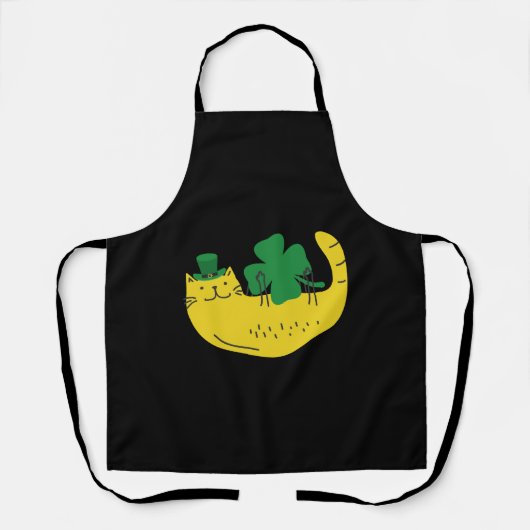 Happy St Cattys Day Catricks Funny Leprechaun Cat Schürze (Vorderseite)