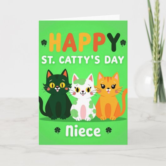 Happy St Cattys Day Niece Card Karte (Vorderseite)