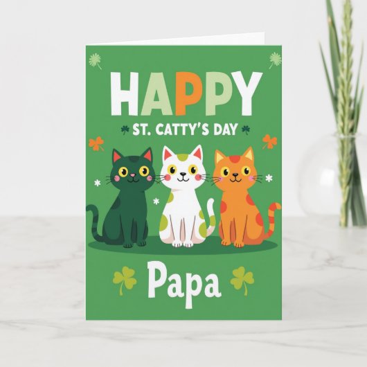 Happy St Cattys Day Papa Card Karte (Vorderseite)
