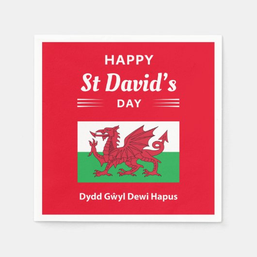 Happy St David's Day Dydd GÆDewi Hapus 2 Serviette (Vorderseite)